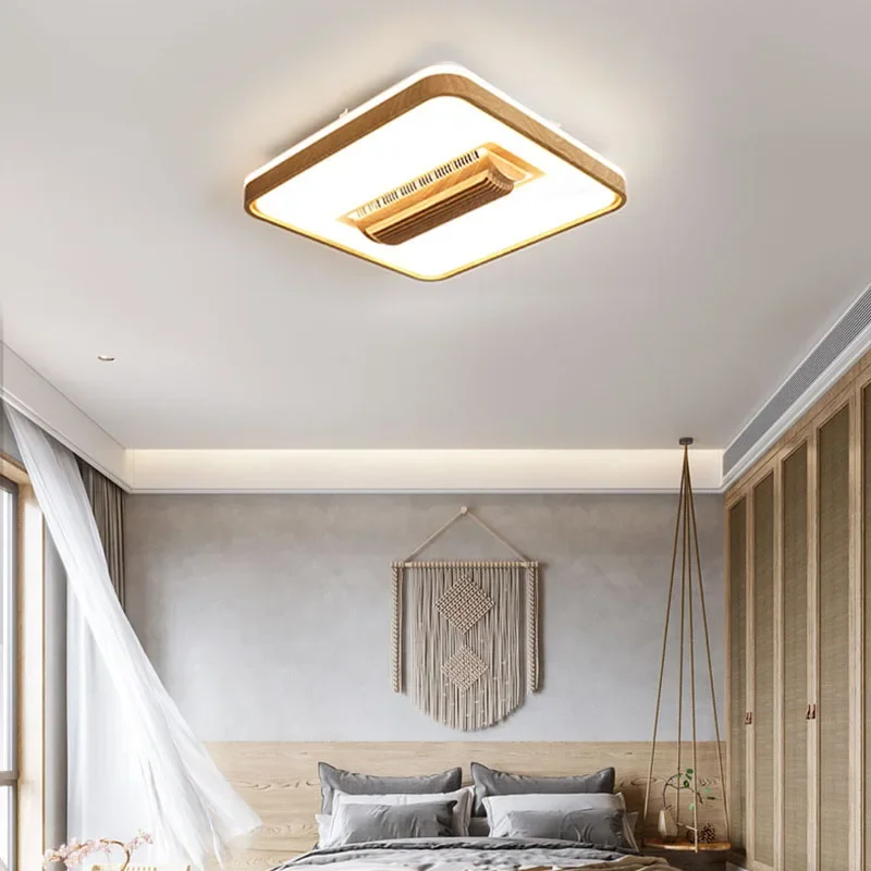 New Low Floor Loft Bedroom Bladeless Ceiling Fan Light Ceiling Lamp Electric Fan LED 3 Color 6 Speeds Silent Ventilator Lighting