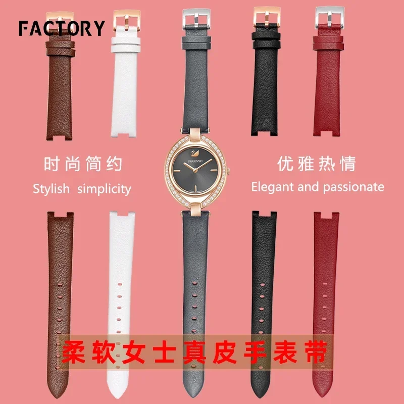 Watchband for Swarovski Devil\'s Eye 5376812/42 5376830 Notch Female Genuine Leather Watch Strap Accessories