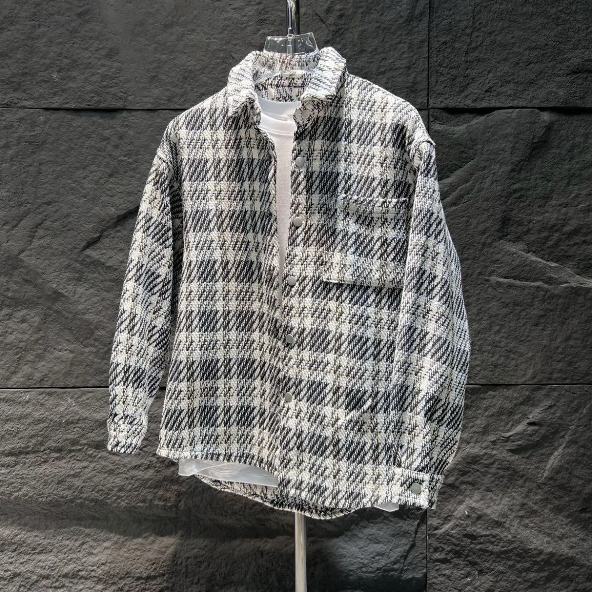 Spring New Men's Retro Tuxedo Small Fragrance Woven Design Versatile Shirt Jacket Versatile Coat Men