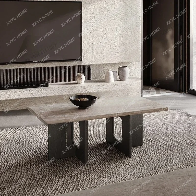 Solid wood travertine coffee table household modern simple living room coffee table rectangular, low table