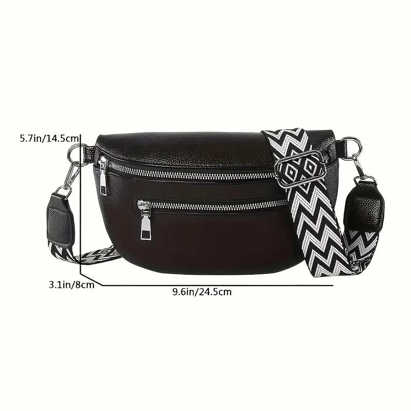 Women's Fashion Waist Bag - Retro Outdoor Sports Waist Bag with Double Zipper Compartment, Casual Pu Chest Bag, Bohemian Style Multi-Pocket Waist Bag, Adjustable Strap, Suitable for Everyday Use and S image 6