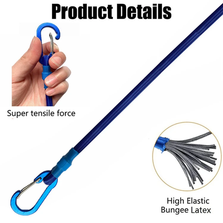 8 mm robustes elastisches Seil, 7 Arten von elastischen Riemen, Wanderhaken, Gepäck-Verpackungsseilen, Camping-Zubehör – Detail 5