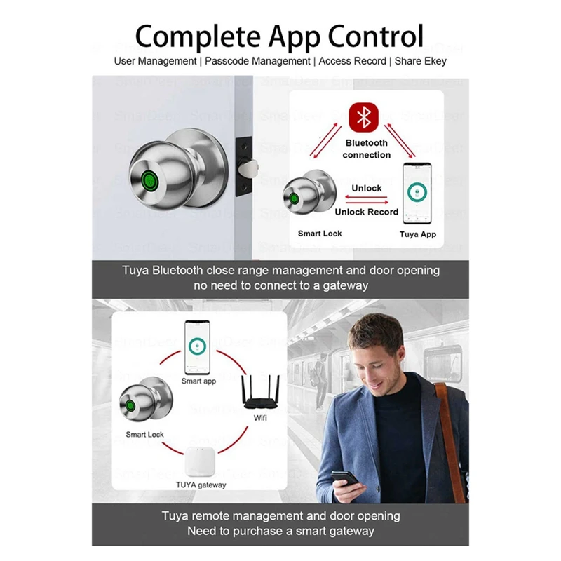 Bluetooth Smart Fingerprint Lock With Graffiti Design For Ball Room Wooden Door, Key Mechanical Lock