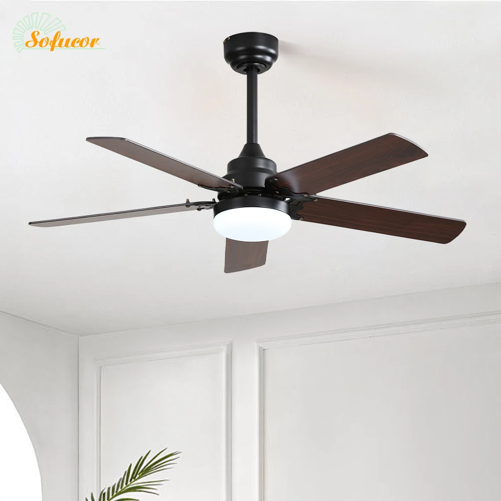 Sofucor Ventilatore da soffitto moderno da 42 pollici con LED DC a 6 velocità ad alta velocità del vento con telecomando