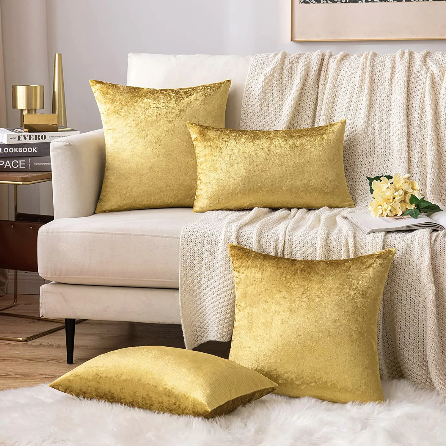 

Gold Christmas Gift Cushion Cover Home Decorative Luxury Velvet Rectangular Pillow Cover Pillowcase for Sofa Bed 30x50cm 45x45cm