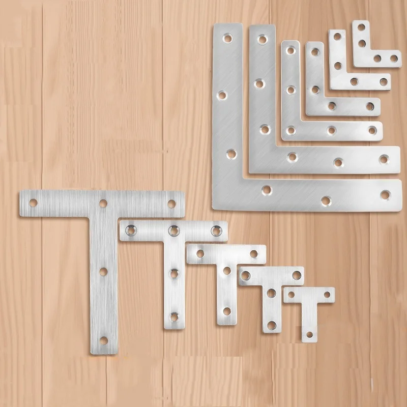 Thickened Stainless Steel T/L-shaped Furniture Corner Code Angle IronAngle Bracket Wooden Board Splicing Layer Plate Connector