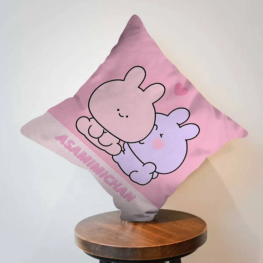 Cartoon Asamimichaan Asleep Cute Asamimi Office Cushion Pillowcase Car Cushion Cover45X45CM Lumbar Pillowcase Sofa Pillowcover