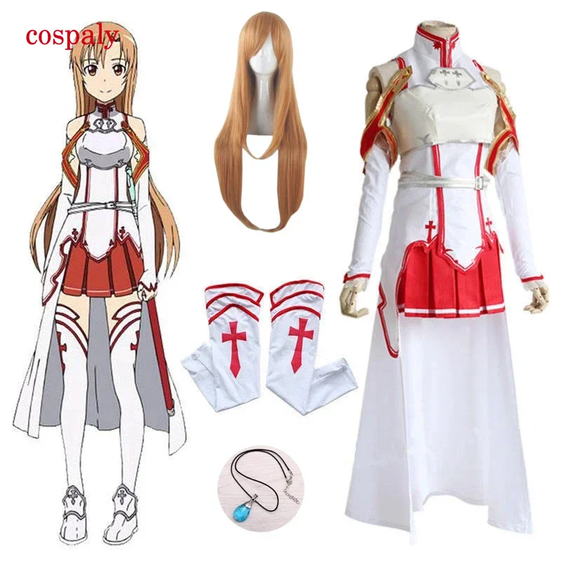 A Sword Art Online Cosplay Costume Asuna Yuuki Full Set Women Cosplay Costumes