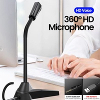 3.5mm USB Desktop Mini Microphone Wire Gaming Mic Speech Mic Stand Holder For PC Notebook Gaming Recording Singing Meeting