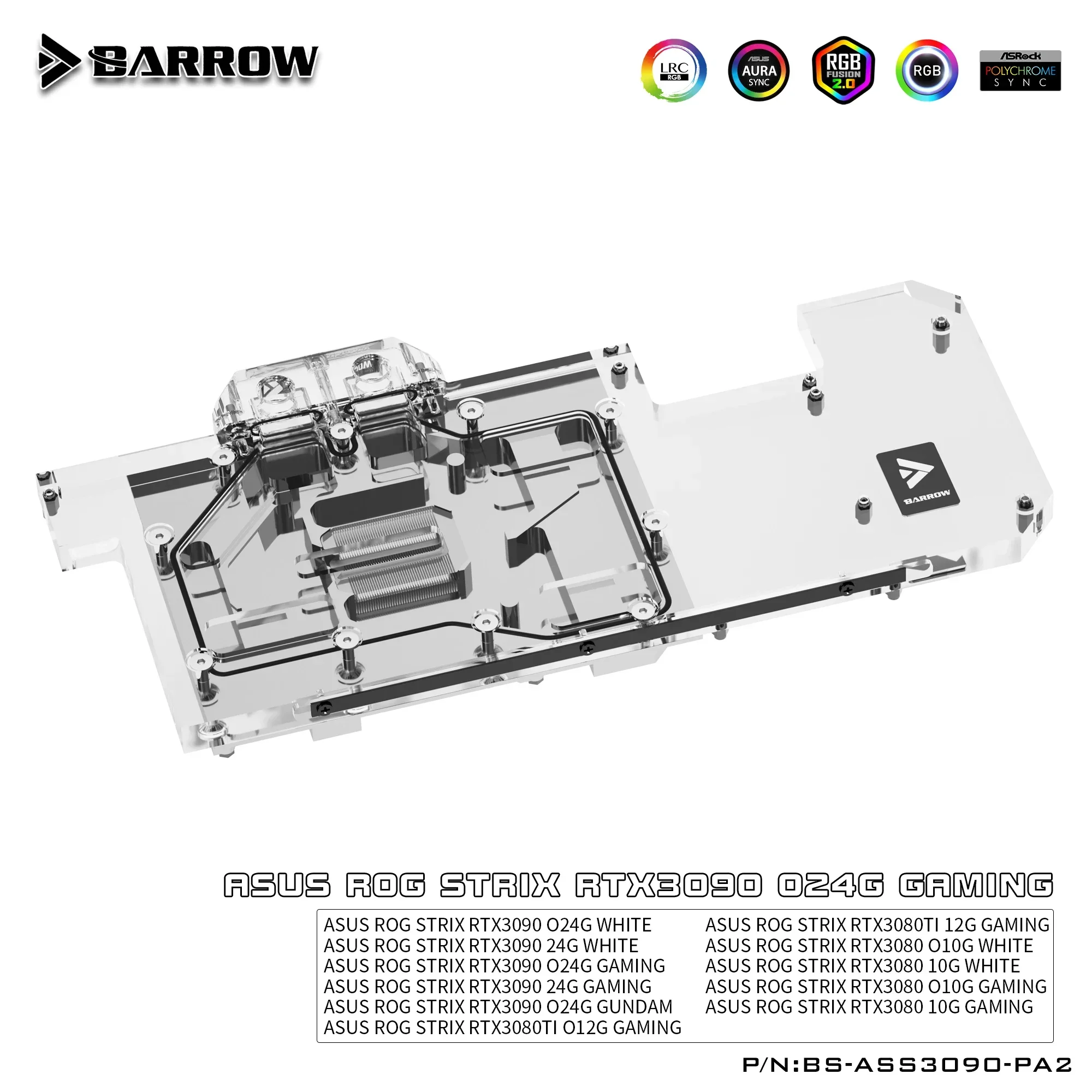 Carrinho de mão gpu bloco de água backplane de refrigeração para asus rog strix rtx 3090 3080 jogos, placa traseira refrigerada a água, BS-ASS3090-PA2 b