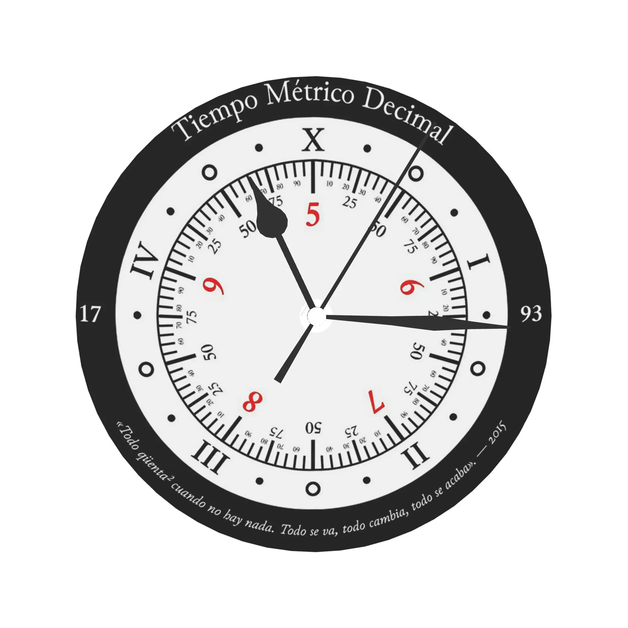 Metric Decimal Time Wall Clock Room Decoration Silent Round Clock for Bedroom Living Kitchen Home