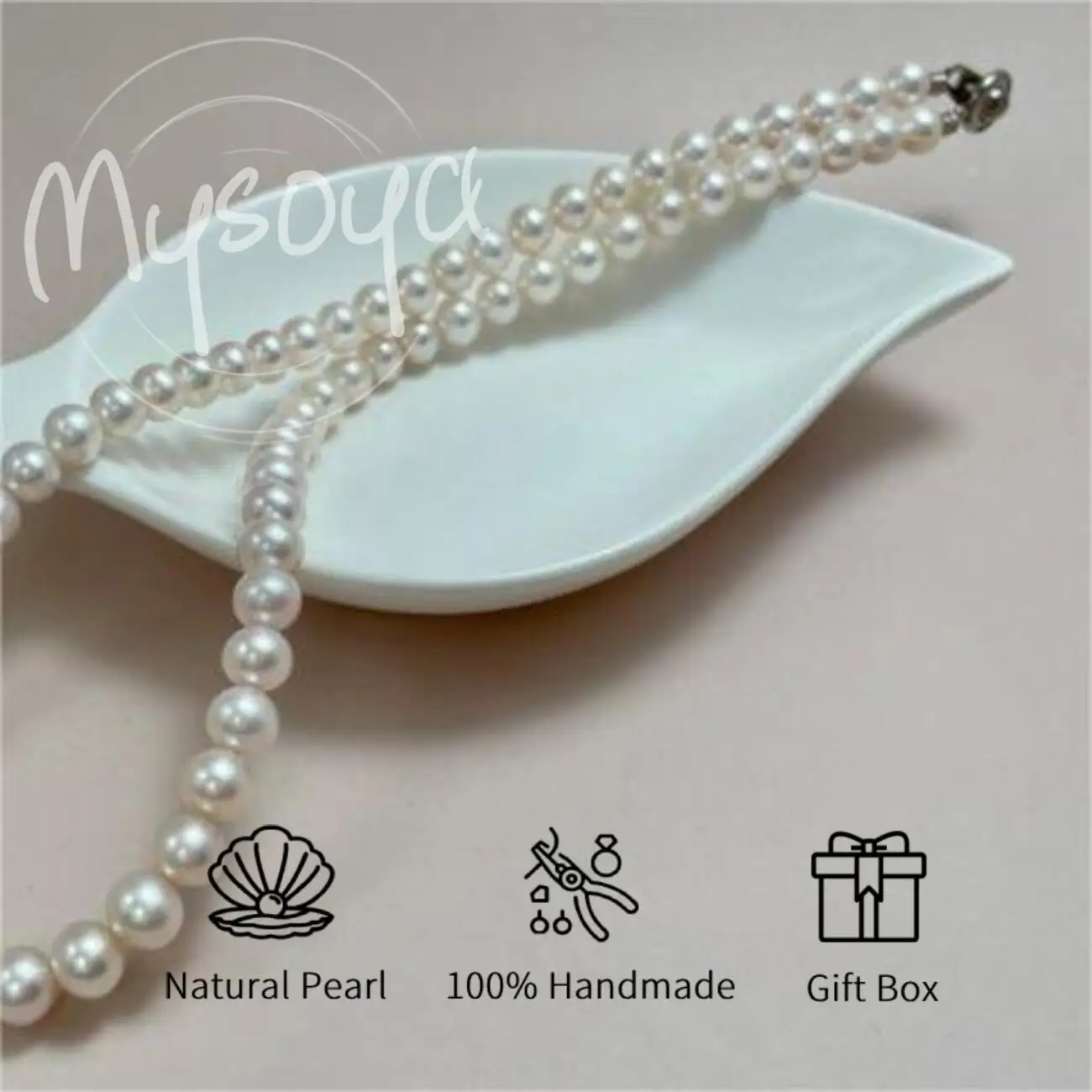 

MYSOYA 7-8mm Freshwater Pearl Strand Necklace Multiple Sizes With Gift Box Perfect Gift For Wedding Birthday Christmas New Year