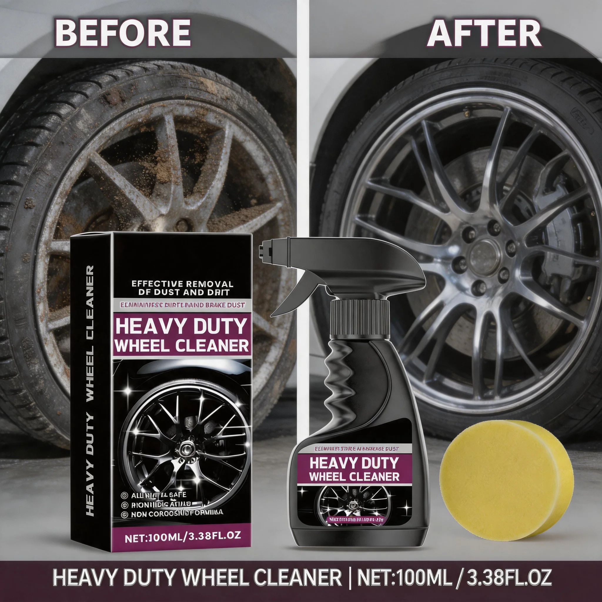 Car Wheel Tire Cleaner Spray 100ml Rim Cleaner Long Lasting Auto Detailing Polishing Tire Cleaning Tools for Auto Rim Care