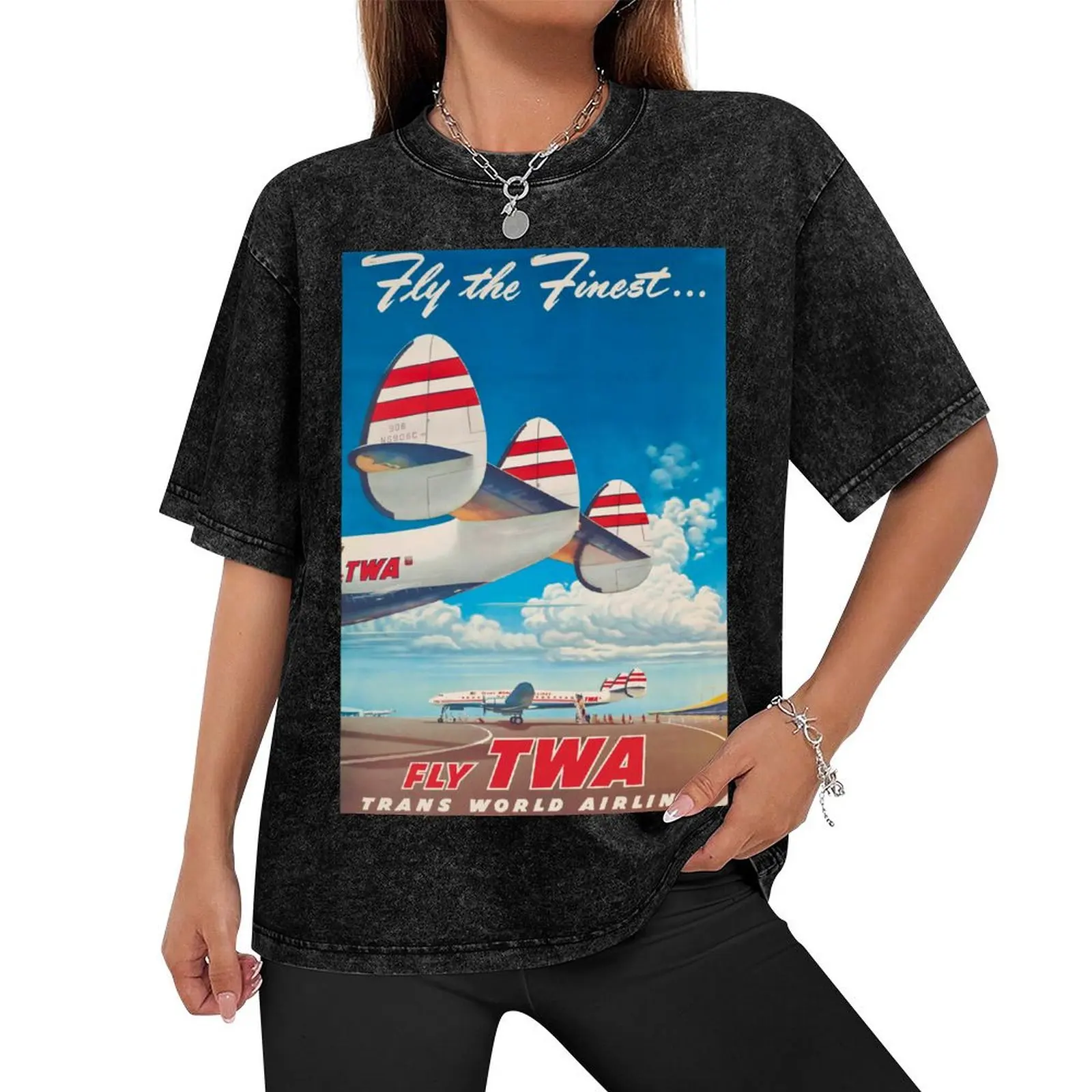 Fly the Finest vintage travel poster T-Shirt vintage funny shirt cotton shirts graphic tees outfits for men