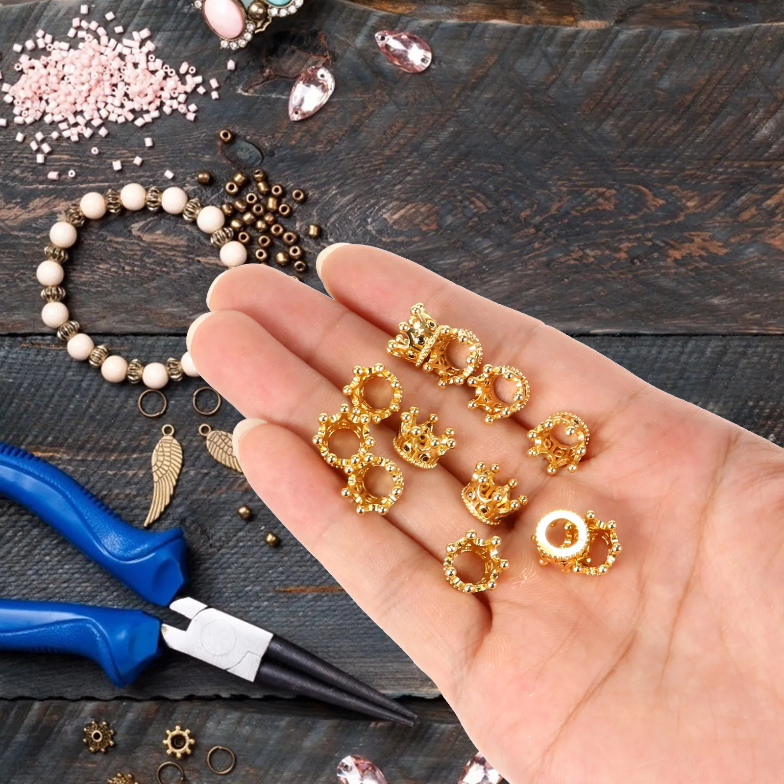 

20 Pcs Mini Crown Copper Zircon Ornaments for DIY Craft Jewelry Making Bright Color Easy to Use Gifts Accessories