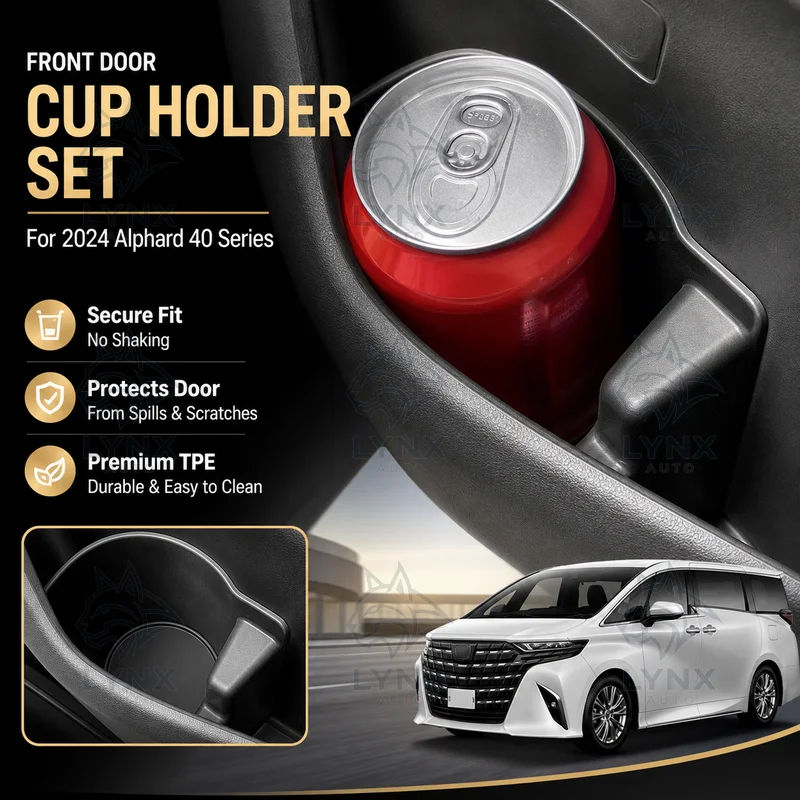 For 2024 Alphard 40 Series Front Door Cup Holder Set Car Storage Accessories Modification Parts Vehicle Specific