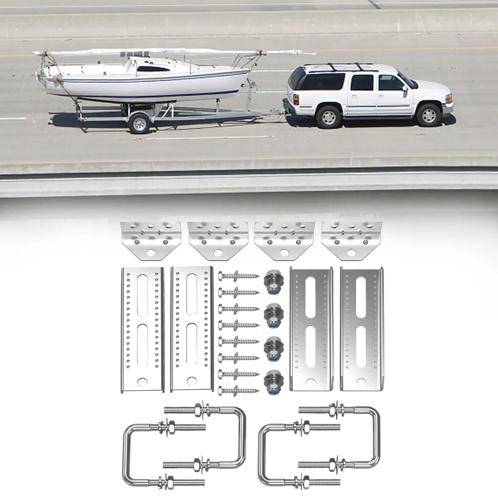 

Boat Trailer Bunk Brackets Kit Replacement with Nuts Screws Boat Accessories