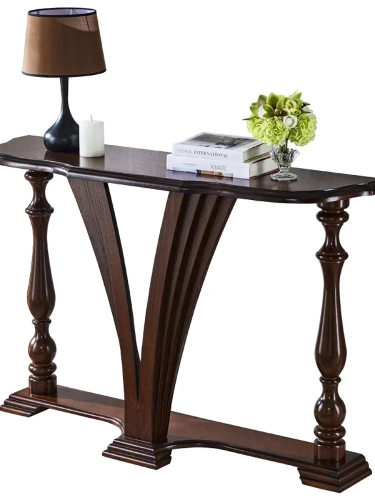 Home Console Art Console Tables American Solid Wood Half round Table Aisle Corridor End Decoration Table