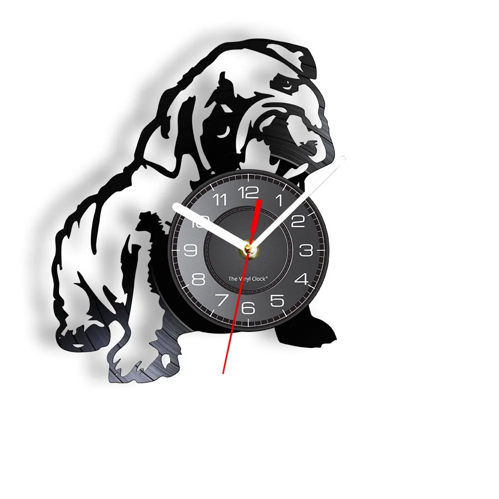 British Bulldog Wall Clock Bulldogge Vinyl Record Wall Clock Puppy Dog Home Decor Watch Pet Grooming Doggy Wall Art Bulldog Gift