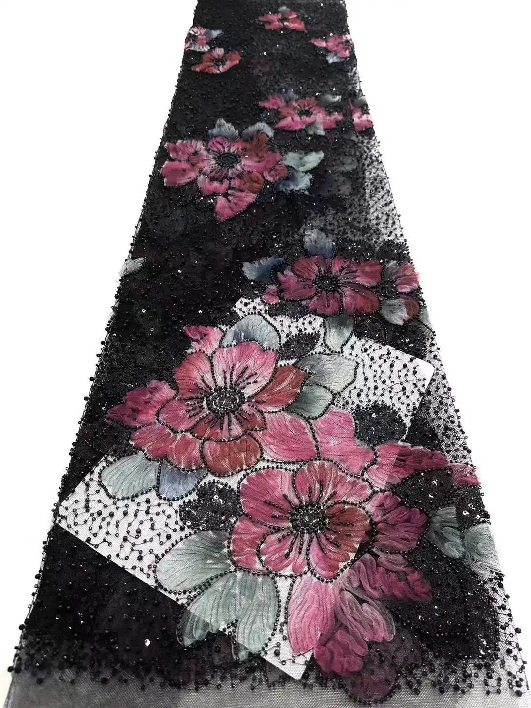 

2025 Luxury African Sequins Beaded Lace Fabric New High Quality Groom Nigerian Wedding Bridal Embroidery French Tulle Materials