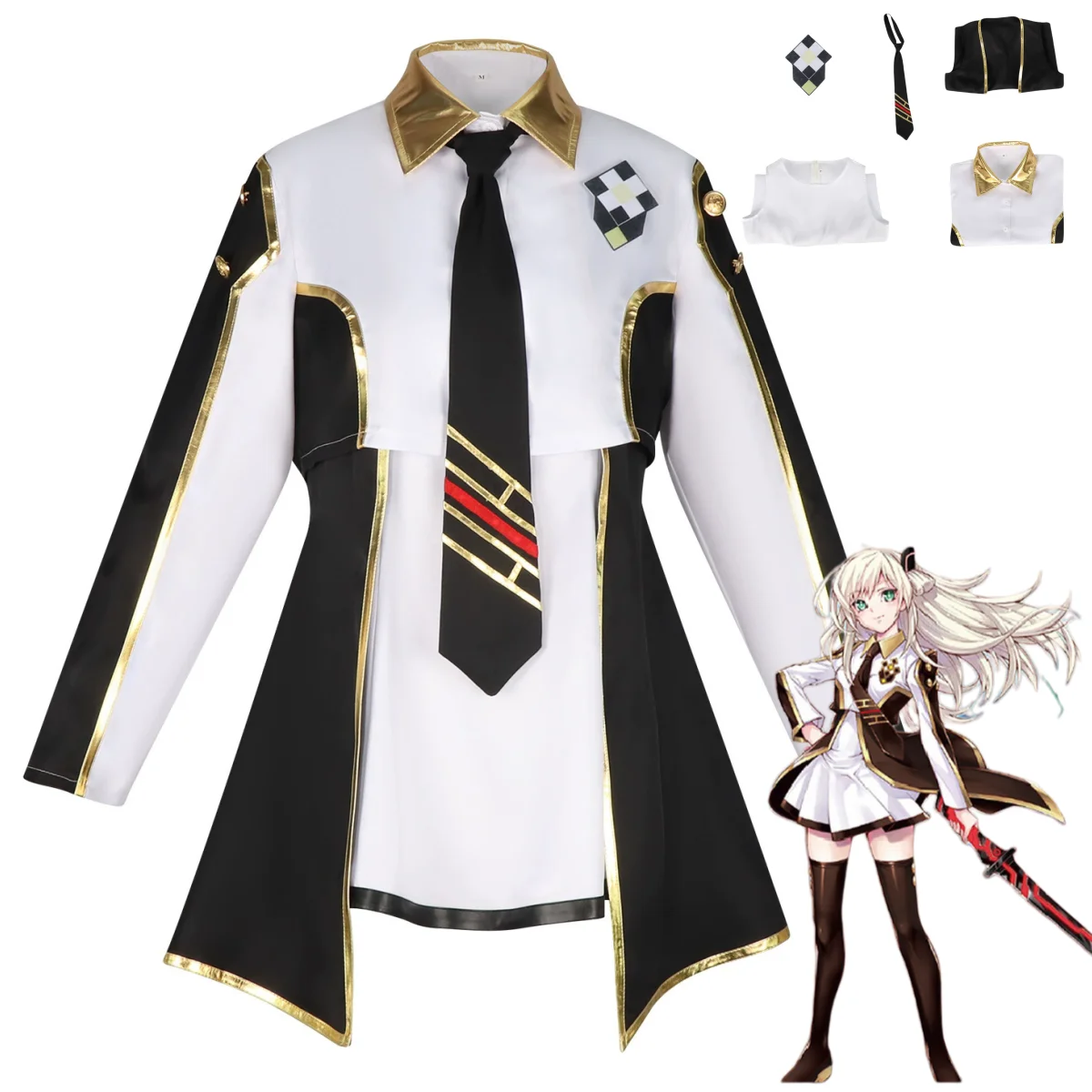 

Костюм для косплея Game Sky Striker Ace Raye, белое пальто с длинными рукавами, платье, униформа, женский сексуальный карнавальный костюм на Хэллоуин