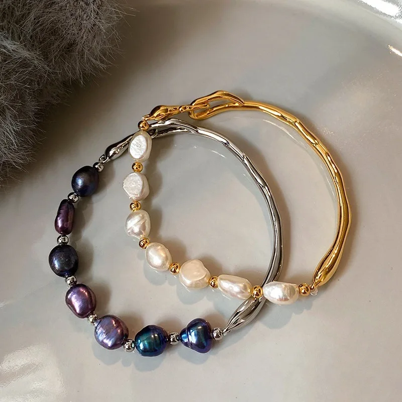 100% Natürliche Barocke Süßwasserperle 14K Goldgefüllter Damen-Armreif Schmuck Frauen Geburtstagsgeschenke 2027 Neuer Stil – Detail 2