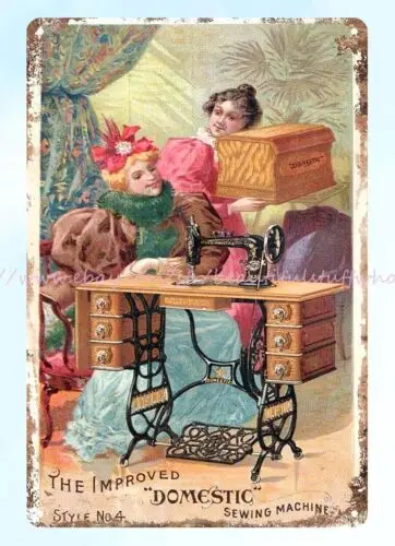 home metal art The Improved Domestic Sewing Machine 19th century metal tin sign