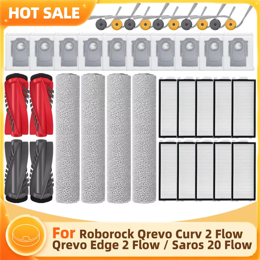 �y�Z�[�����zRoborock Qrevo Curv 2 Flow/ Qrevo Edge 2 Flow / Saros 20 Flow �Ή� �|���@�p�[�c ���[���[���b�v ���C���u���V�E�T�C�h�u���V HEPA�t�B���^�[ �_�X�g�o�b�O