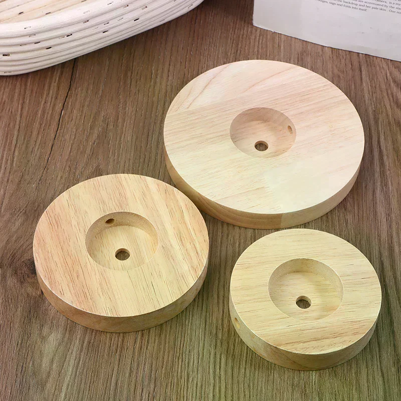 Wood Table Lamp Base Round Solid Wood Display Lamp Base Light Parts Stand For DIY Table Lamp Bases 10CM 12CM 15CM