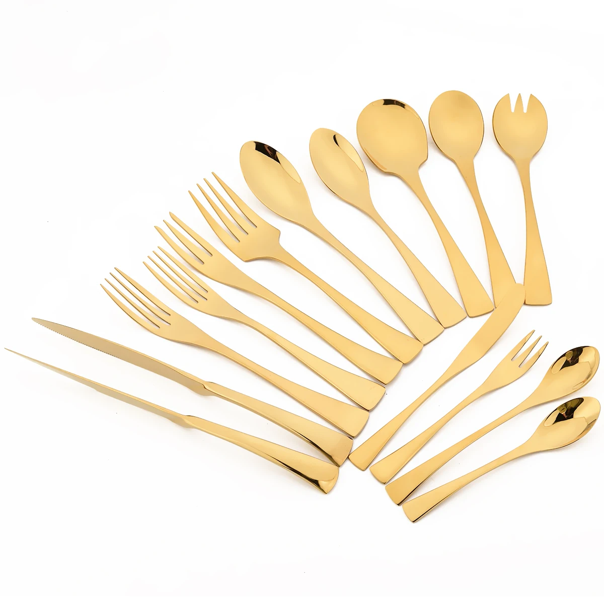 1pc 304 Stainless Steel Tableware Gold Dinnerware Steak Knife Service Fork Spoon Cutlery Salad Fork Spoon Butter Knife Flatware