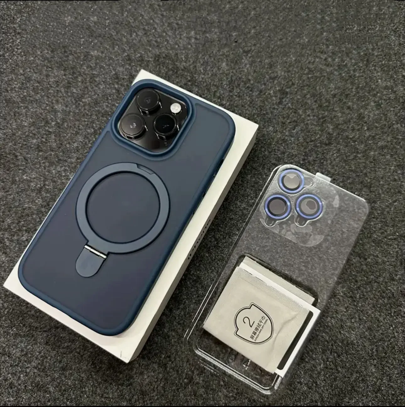 Metall-Ringständer Matt Magnetische Hülle für Magsafe iPhone Air 17 16 15 14 13 12 11 Pro Max Plus mit Objektivschutz Mac Safe Cover