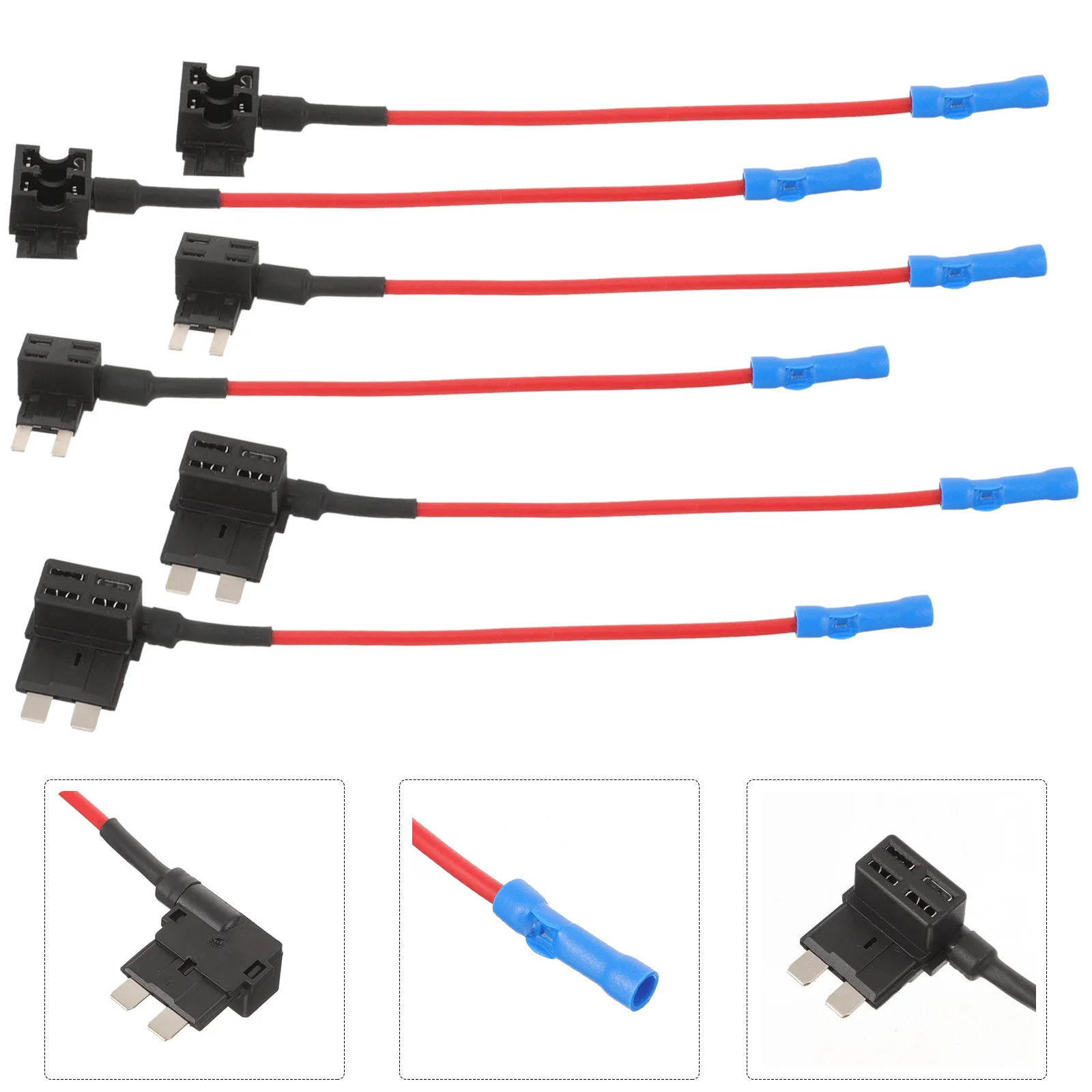 6 Pcs Insurance Tap Pigtail Blade Fuse Block Relay Adapter Wire Standard Holder Kit Automotive Replacement In-line