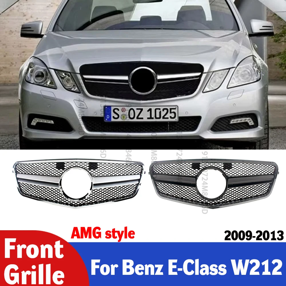 

For Mercedes W212 AMG Style Front Grille Gloss Black Panamericana Mesh Replace OEM 2009 2010 2011 2012 2013
