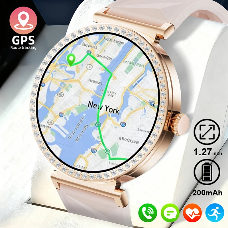 

LIGE New GPS Smart Watch Women Ultra HD Screen Bluetooth Call Heart Rate Sleep Monitor Voice Assistant Sports Smartwatch Ladies