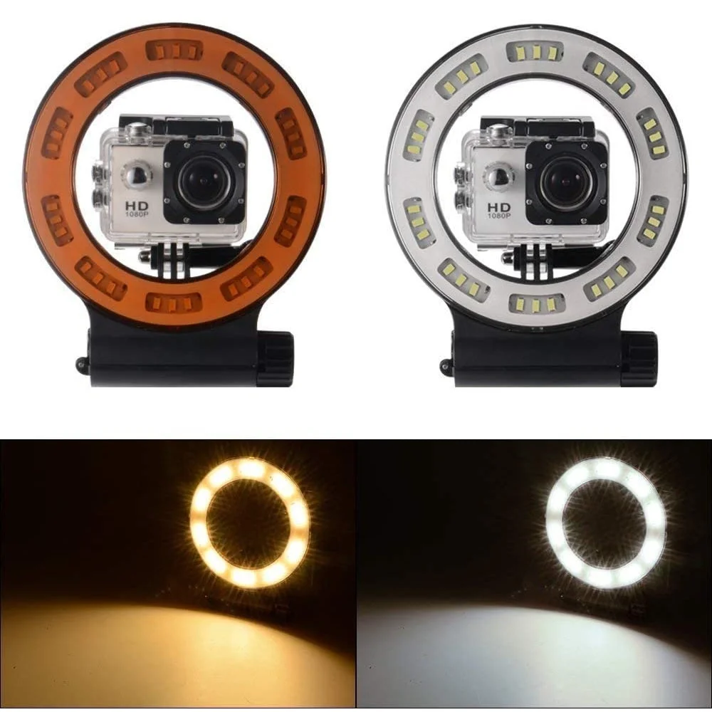 Mcoplus Diving Light Waterproof LED Video Ring Light Fill Night Light Diving Underwater Light for Gopro Hero 11 10 9 8 7 5 6 4 3