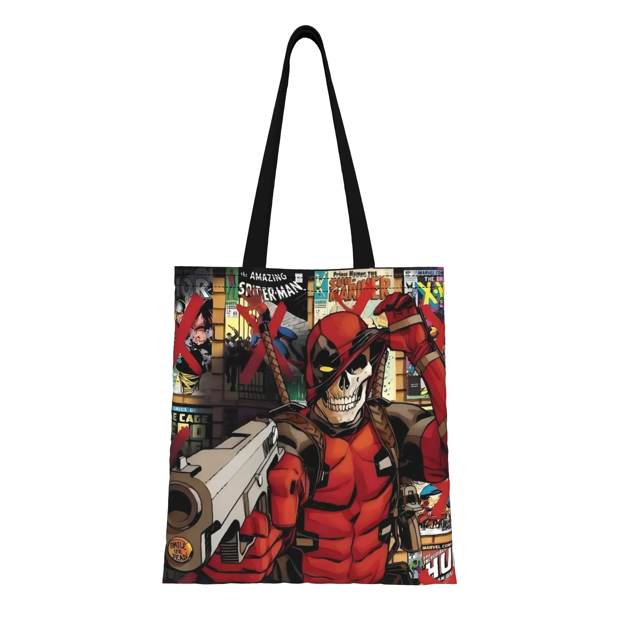 

Сумка-тоут Deadpool Marvel из холщовой ткани, идеально подходит для активного отдыха, женская сумка с верхней ручкой