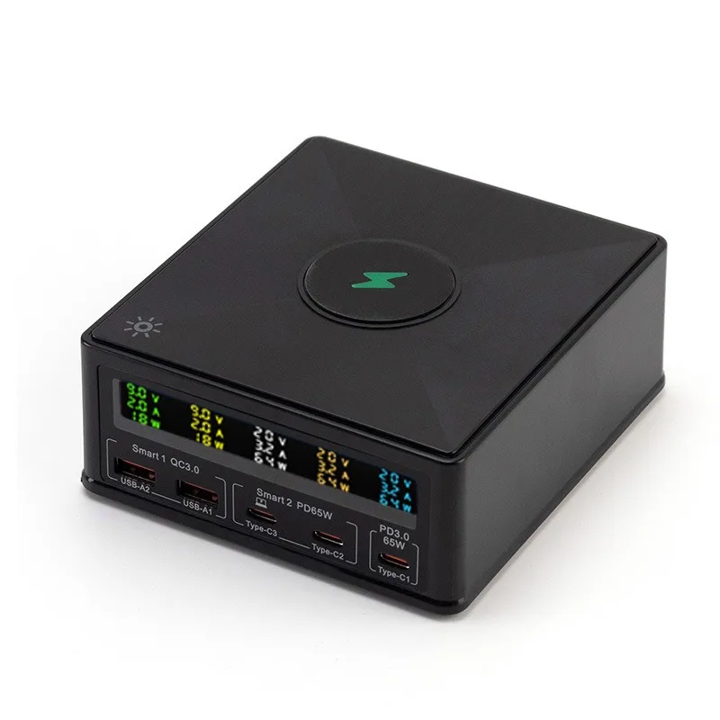 

USB smart display multi-port charger, mobile phone wireless charging
