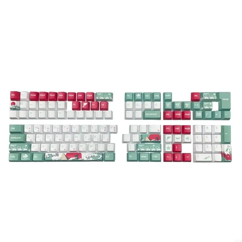 P9JB Customizable PBT Keycaps Set Coral Sea Pattern XDA/OEM Keycaps For Mechanical Keyboards,Korean Keycaps Solid Builds