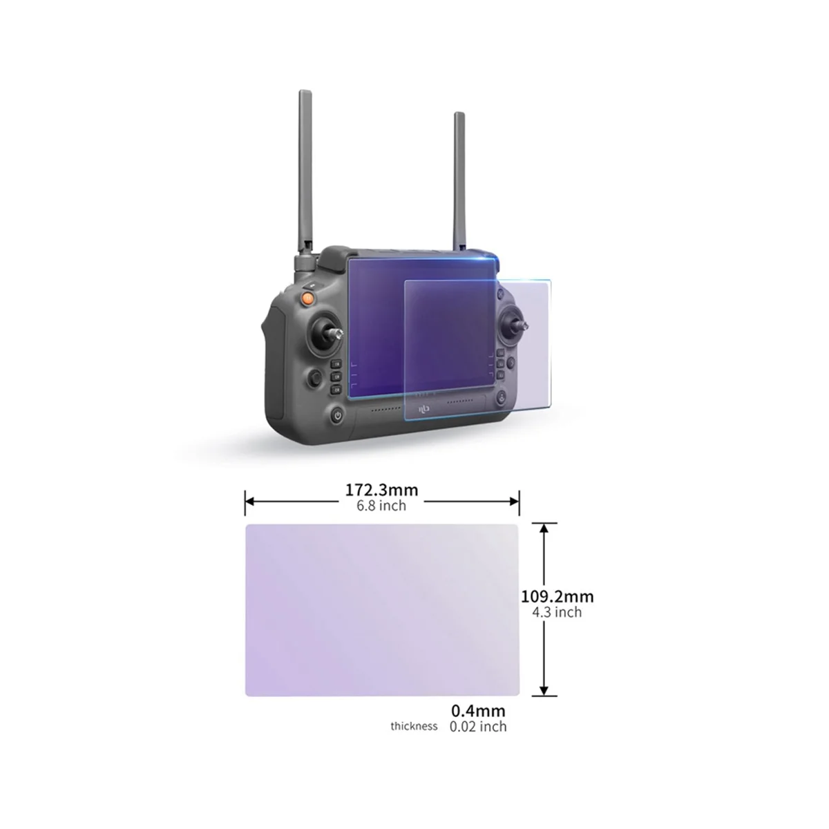 For DJI Inspire3 with Screen Remote Control RC Plus Frosted Purple Eye Protection Steel Chemical Film