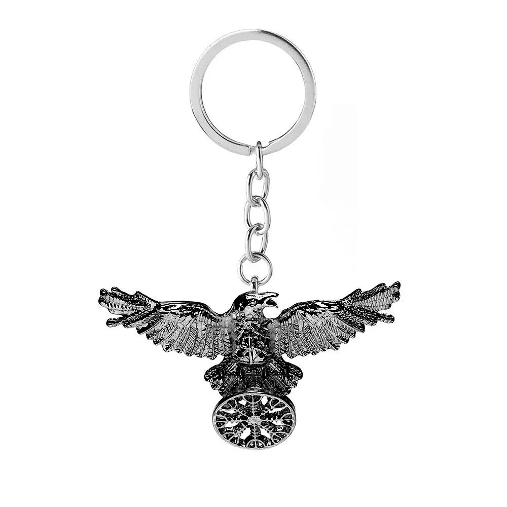 norse keychain Ravens Pendant Keychain Double Bird Mythology Amulet Key Chains For Men Women Talisman Jewelry Birthday Gift