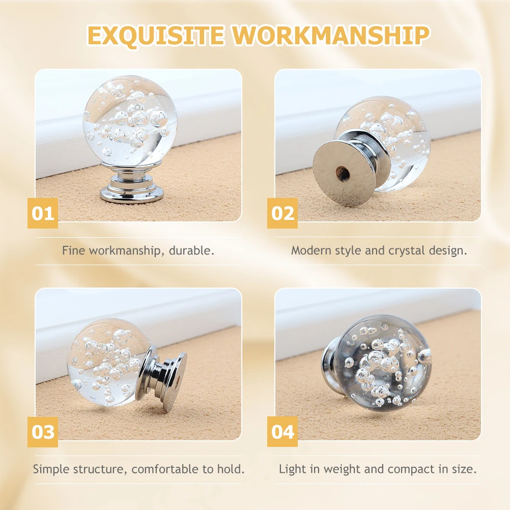 

6Pcs Dresser Pulls Crystal Glass Knobs Stylish Compact Design Easy Install Cupboard Handles for Modern Home Decor