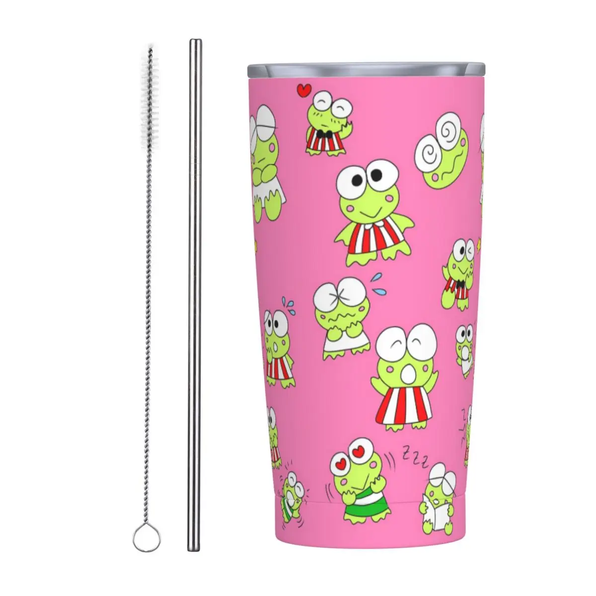 Keroppi Big-Eyed Frog Stainless Steel Tumbler Beach Mugs Cup Large Thermal Cups Insulated Cold Drink Milk Tea Water Bottle