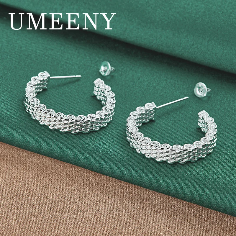 

Simple 925 Sterling Silver Exquisite Braided Round Earrings Women Fashion Jewelry Gift Wedding