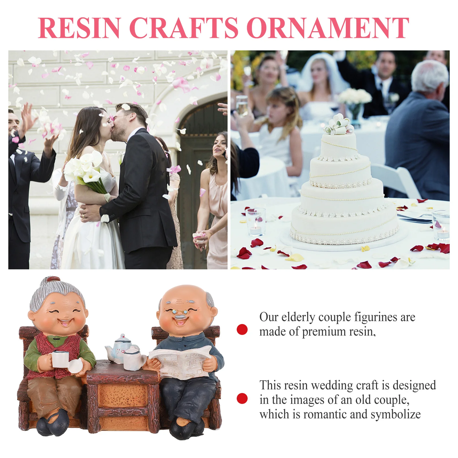 

1Pcs Elderly Couple Resin Crafts Romantic Wedding Desktop Decoration Lasting Love Resin Ornament Elderly Couple Statue