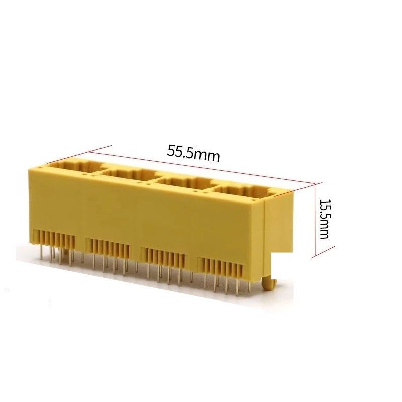 Сетевая розетка RJ45-8P8C 52, вертикальный 4-портовый желтый сетевой порт, гнездовое сиденье RJ45, цельнопластиковый разъем