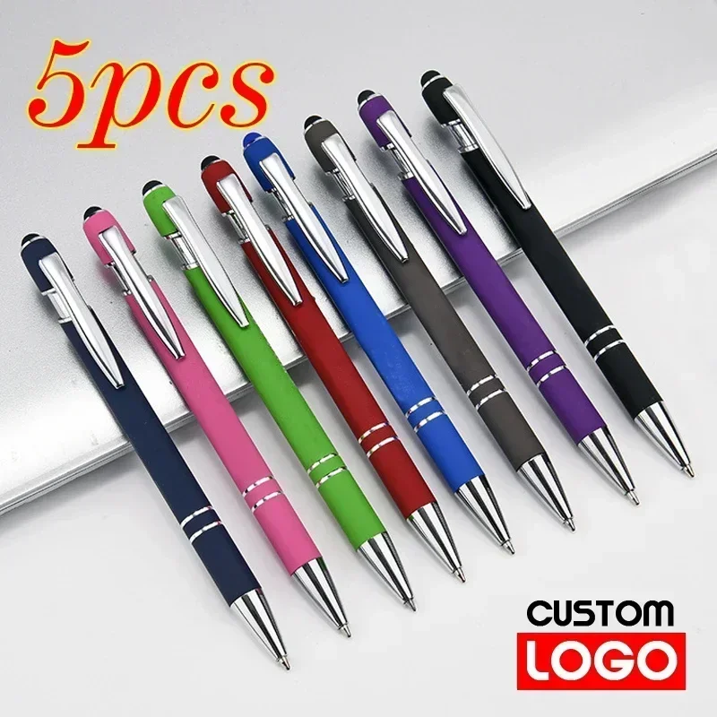 

5pcs Light Metal Ballpoint Pen Office School Advertising Pen Custom Logo Text Engraving Laser Engraving Touch Screen Pen