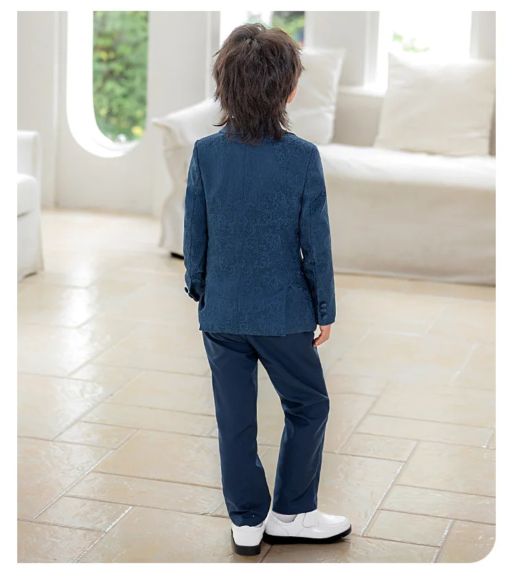 Kinder-Jungen-Jacquard-Blazer-Anzug-Set, Neujahrs-Blumenjungen-Hochzeitskostüm, Gastgeber-Outfit für Klavierauftritte, Bühnen- und Partykleidung – Detail 16