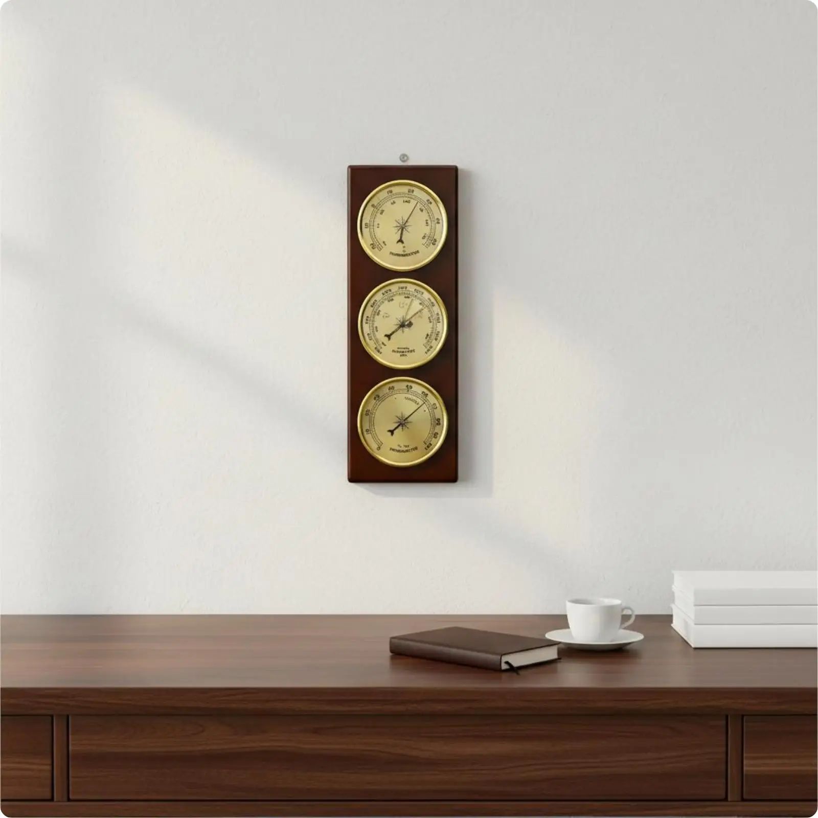 Pressure Gauge Thermometer Hygrometer Set 3-in-1 Wooden Climate Gauge Decorative