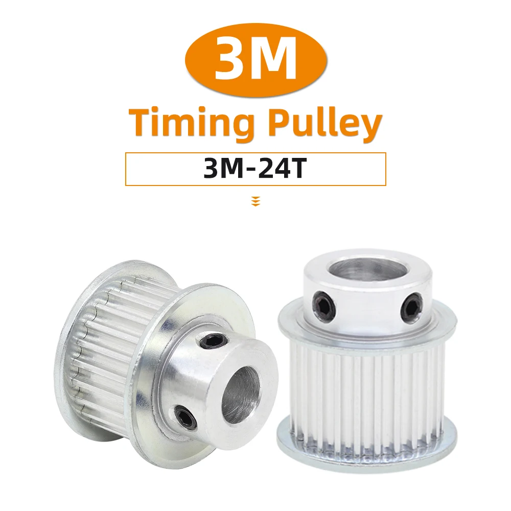 3M24T Timing Belt Pulley Pitch 3.0 mm Circular Tooth BF/K Shape Aluminum Pulley Bore 4/5/6/6.35/7/8mm 3M Belt Width 6/10/15mm