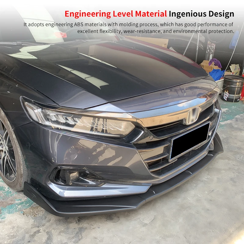 

3Piece Car Front Bumper Lip Splitter Body Kit Spoiler Splitter Front Bumper Lip For Honda For Accord 10th 2018 2019 BTWS Sport